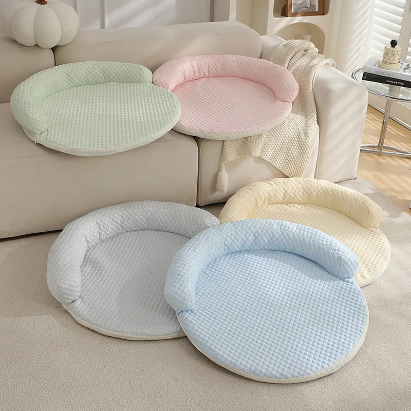 Cooling dog beds in soft colours