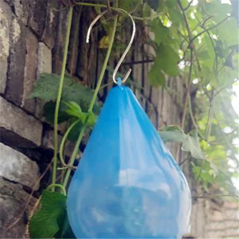 Teardrop bird feeder hanging from a branch