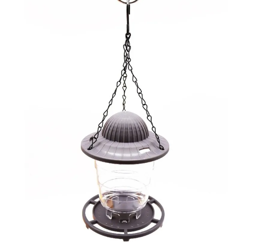 Squirrel-resistant Hanging Feeder with a domed lid, chain and clear seed tube