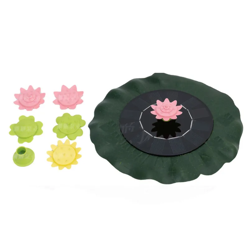 Lotus-leaf solar fountain with its flower-shaped nozzles