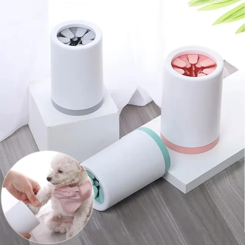 Paw cleaner cups with soft silicone bristles